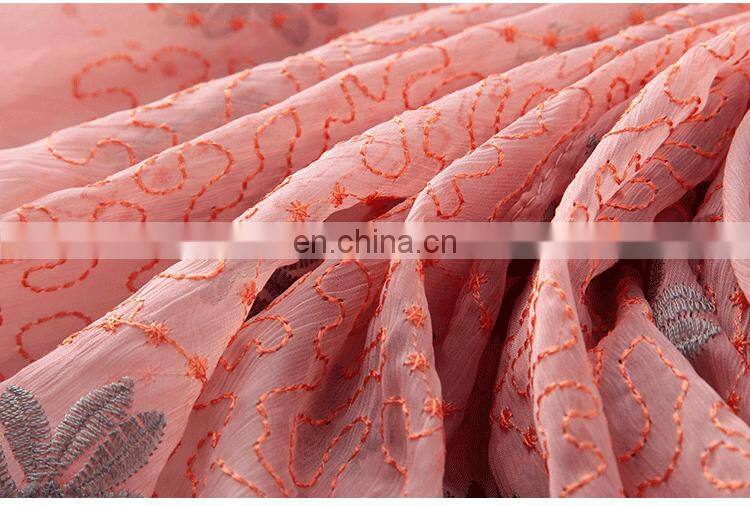 Lingshang new arrival silk scarf autumn and winter women's scarf solid color embroidery design chemical fiber long scarf