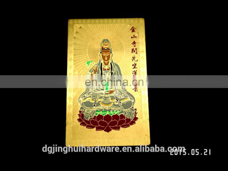 Colorfull Brass Etched Gold Metal Buddha Cards