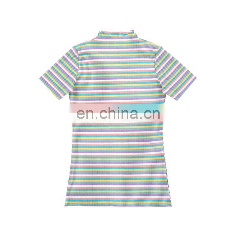 2019 Wholesale Fashionable Boutique Shirt Newest Serape Design T Shirt Girl Comfortable Ribbed Strip Toddler Shirt