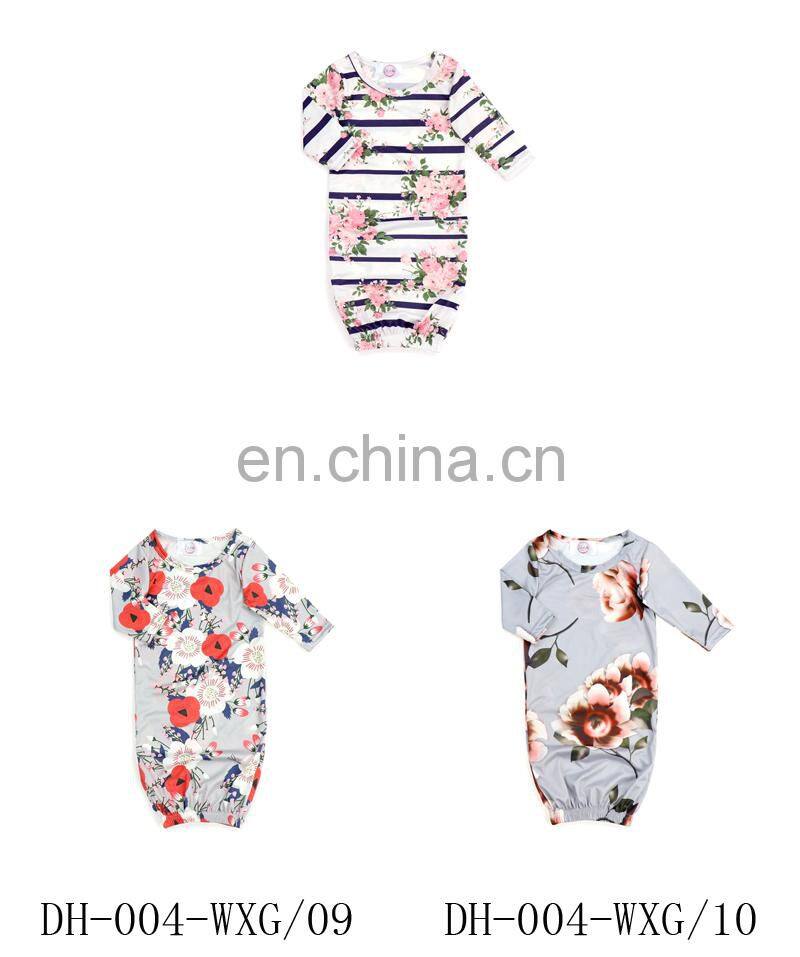 Newborn Baby Stylish Brushed Silkmilk Flower Printing Baby Sleep Gown Clothes Wholesale Baby Girls Sleeping Bags.