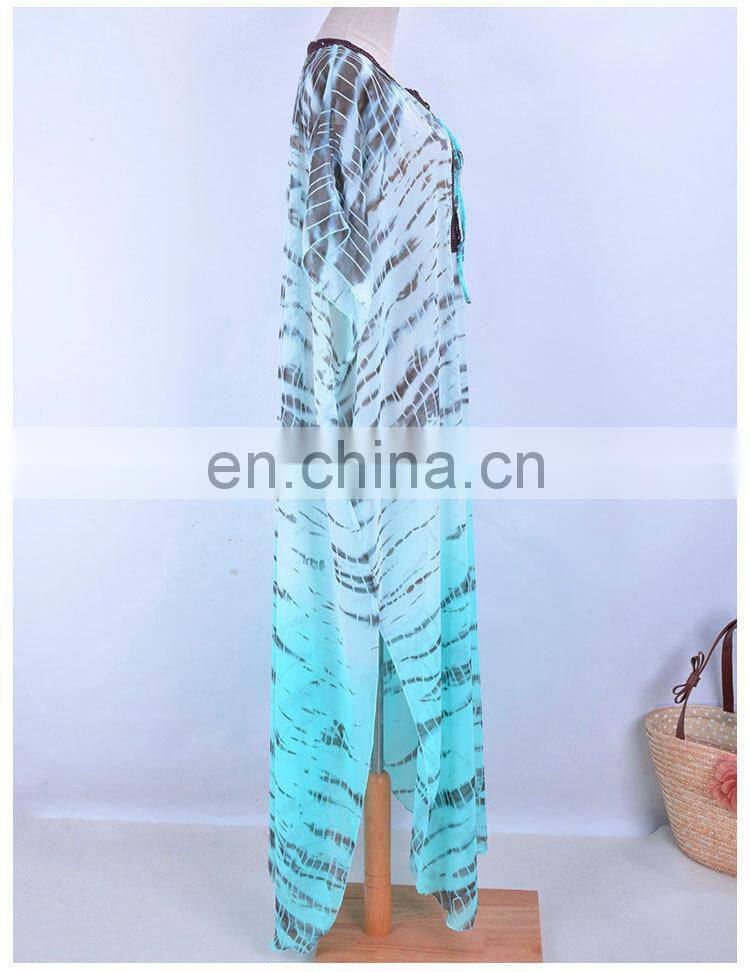 blue Long Beach Dress Cover up 2019 Bikini Cover up Sarong Tunicas Playa Mujer Kaftan Beach Pareo Swim suit