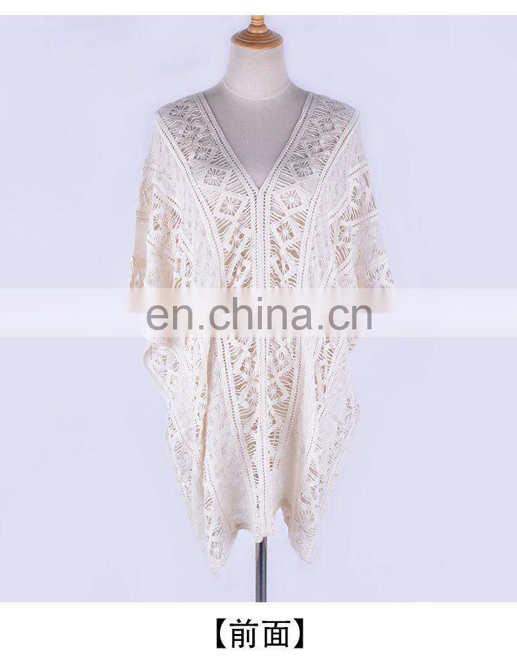 White Knitted Beach Cover up dress Tunic Long Pareos Bikinis Beach Dress Cover UP Swim Cover up Beachwear