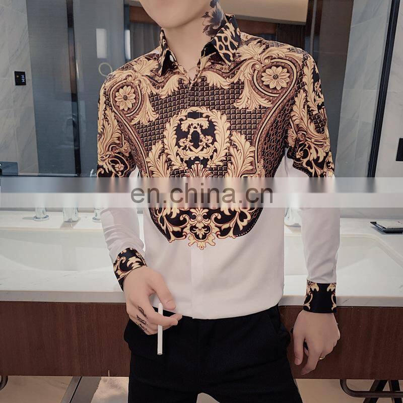 Clothing manufacturers wholesale men's new casual 3D printing cardigan personality long-sleeved lapel shirt