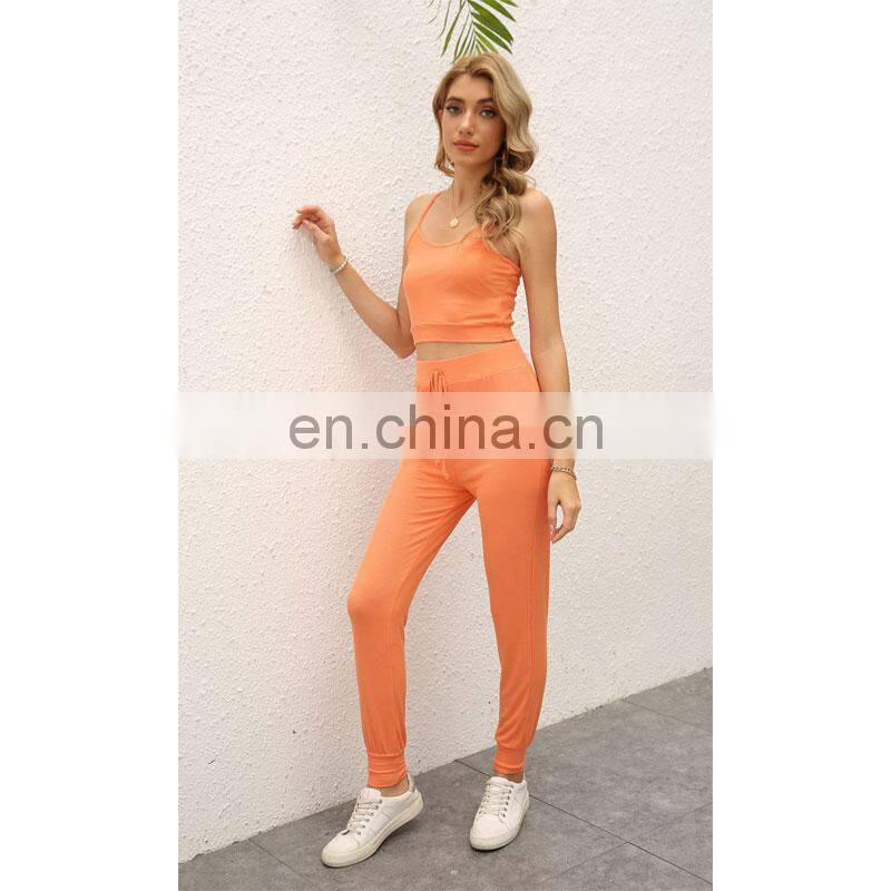 Manufacturer customized LOGO new women's short sling with trousers sports and leisure two-piece suit
