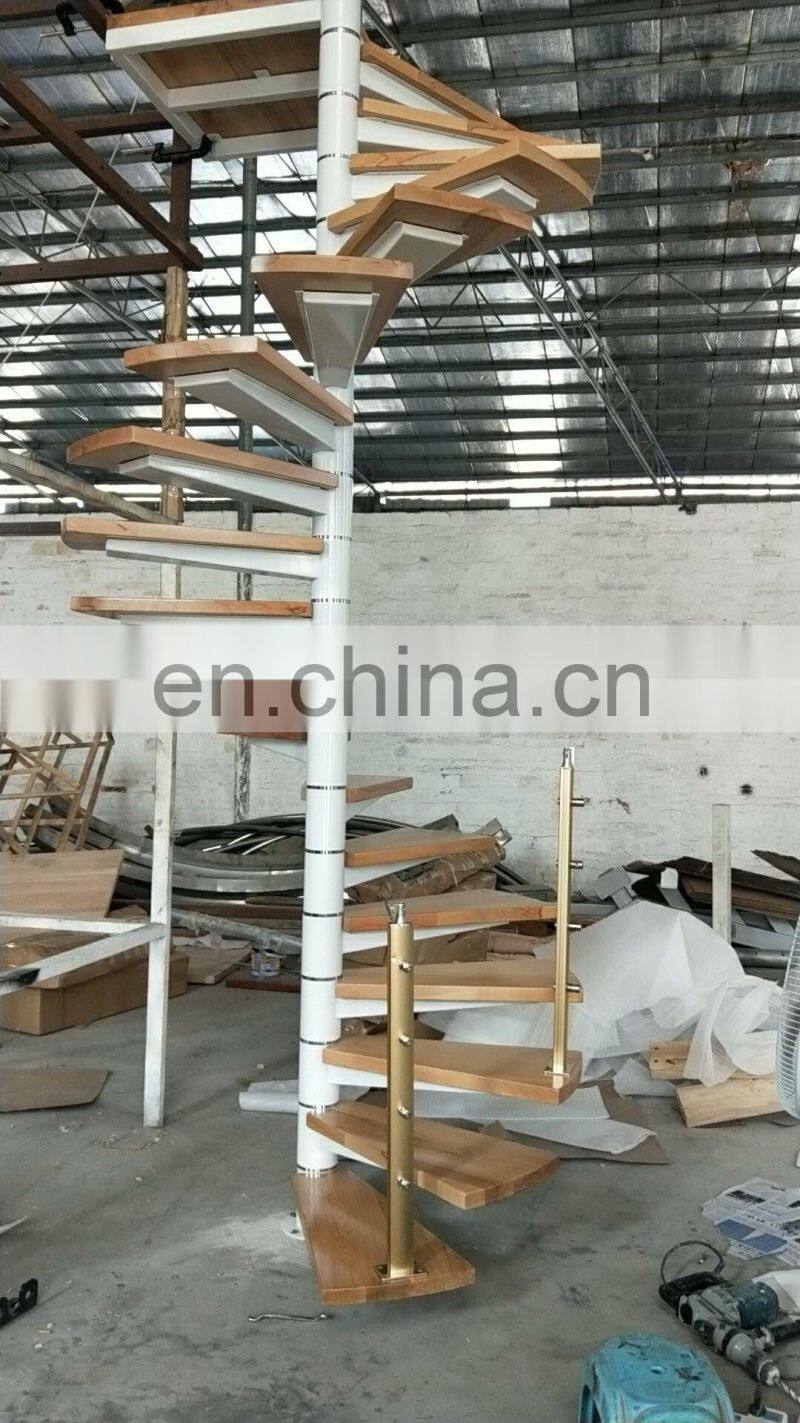 China Gold Supplier Modern Handrail Designs Stainless Steel Spiral Stairs Interior Staircase With Tread