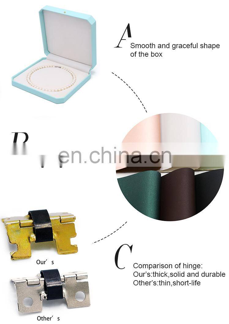 Wholesale Custom Logo Light Blue Pu Leather Jewelry Packaging Necklace Box