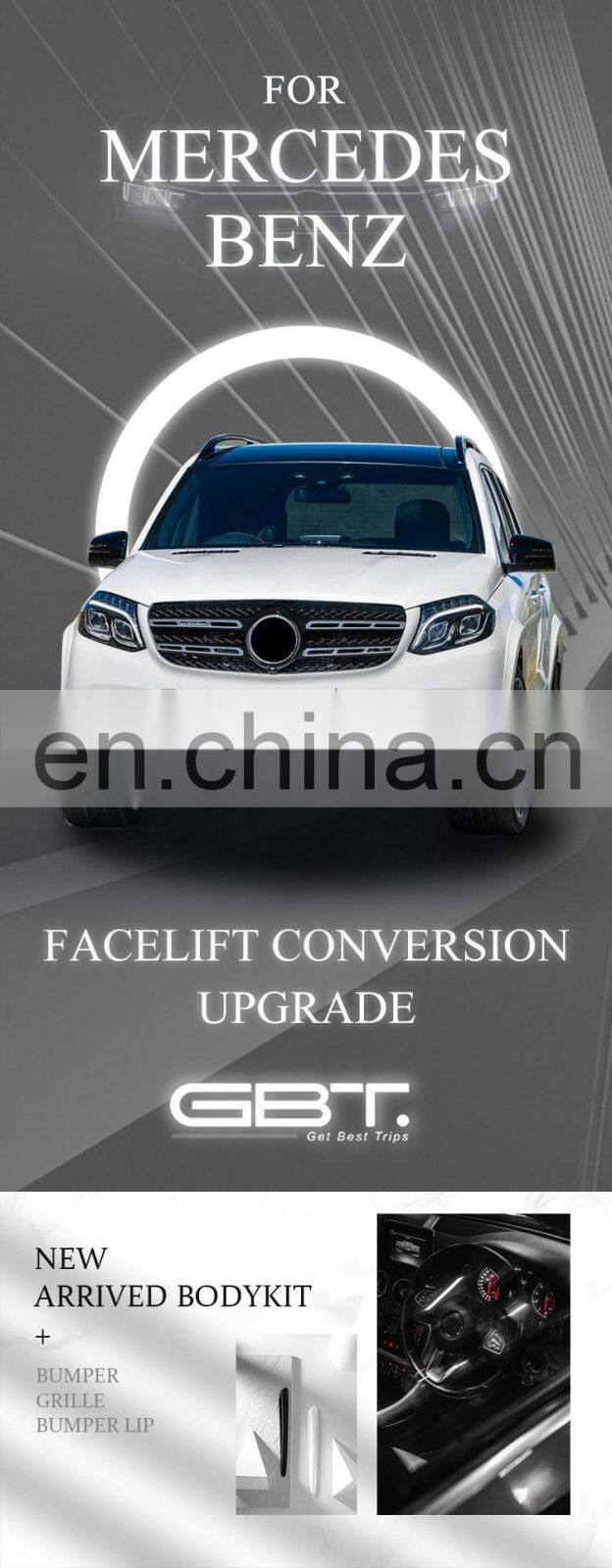 GBT drop shipping car bumpers mercedes gls bodykit amg 63 style gls amg kit tuning facelift for body kit x166