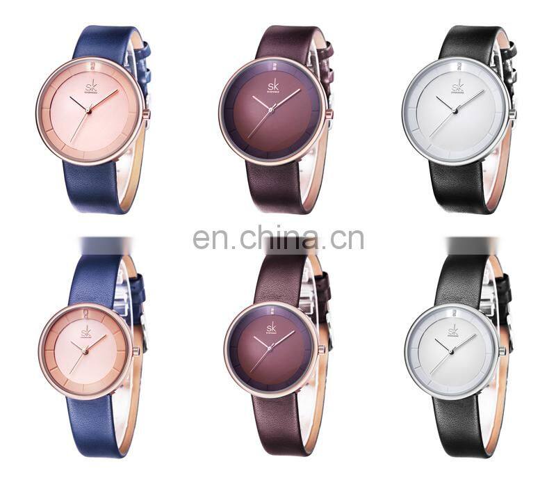 SHENGKE Elegant Couple Watches Leather Band Anniversary Gift Hand Watch Japan Quartz Pair Watches K8062G/L