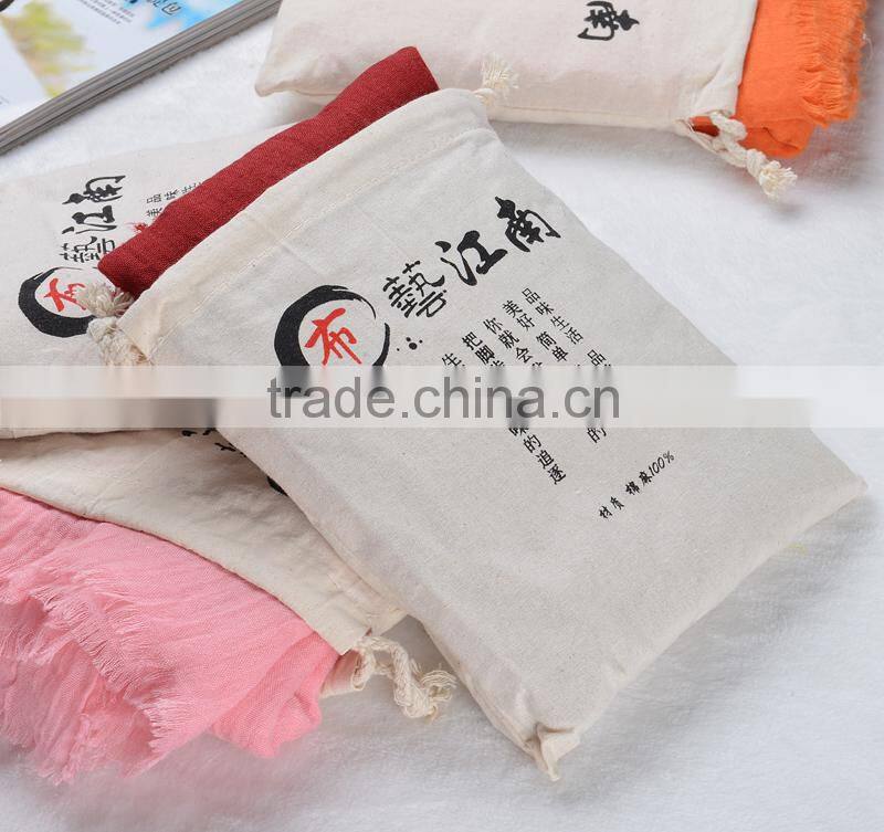 2015 fashion Pure color Polyester linen scarf