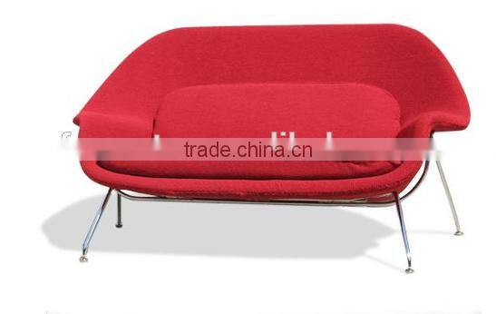 replica relaxing 2 seater fiberglass materail /love seat womb sofa by Eero Saarinen