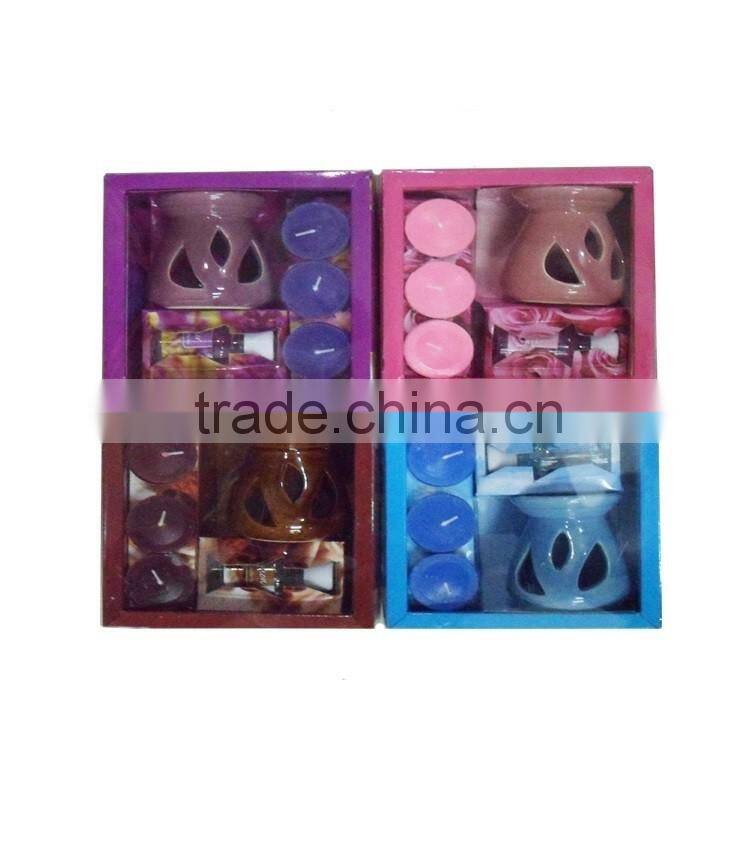 incense with ceramic holder and scented candle perfume gift set