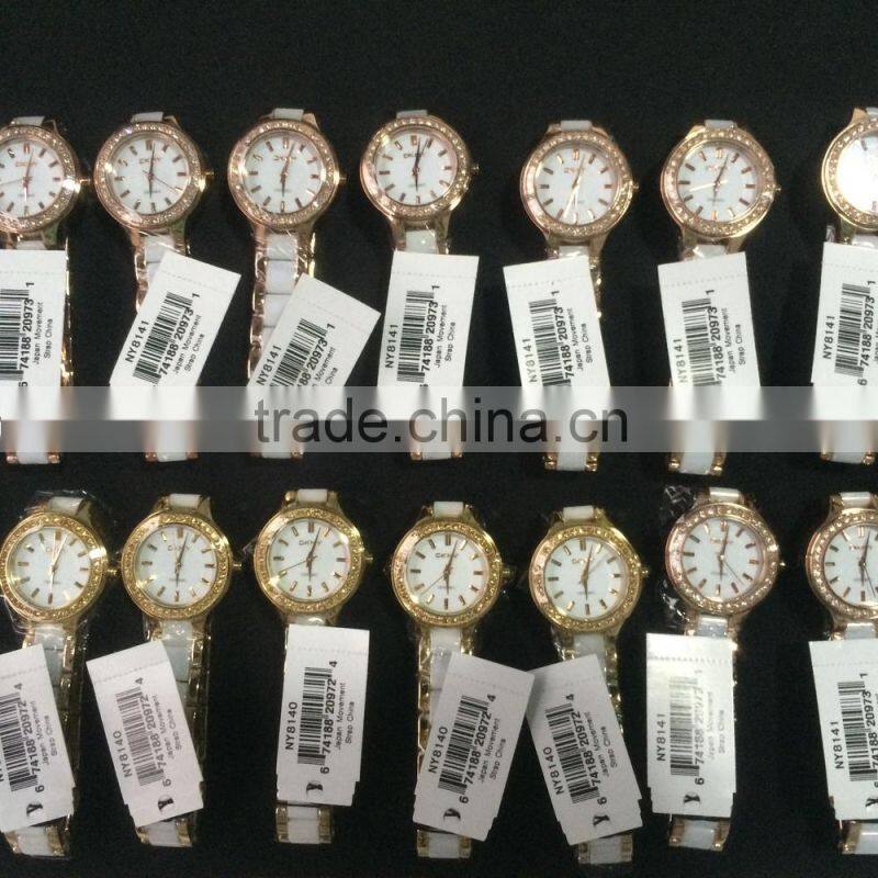 Black Ceramic Chronograph Silver Ladies Bracelet Watch N4893