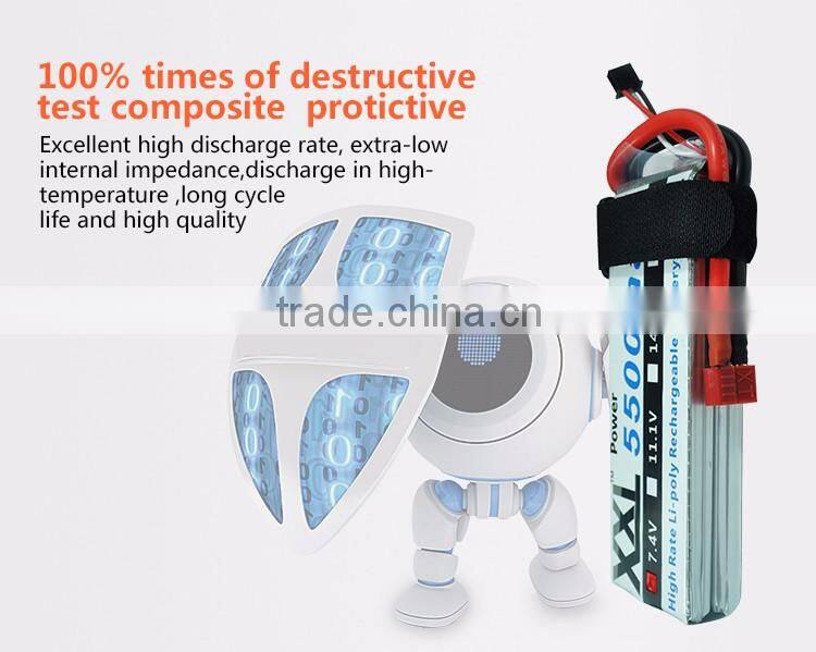 High powe lipo battery 5500mah 7.4v with Universal Plug System