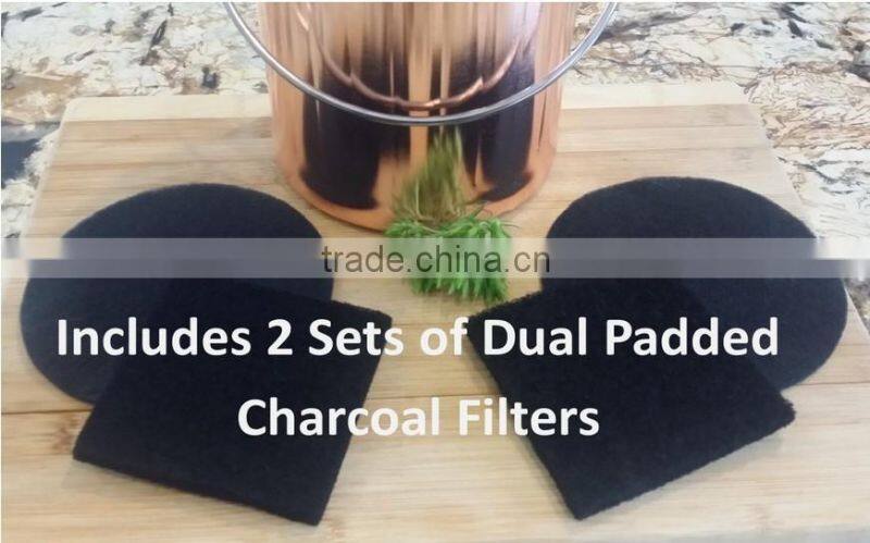 1 gallon Copper Countertop Compost Bin Crock Container for Indoor Kitchen Use - Copper Coated Stainless Steel 1 Gallon - BONUS I