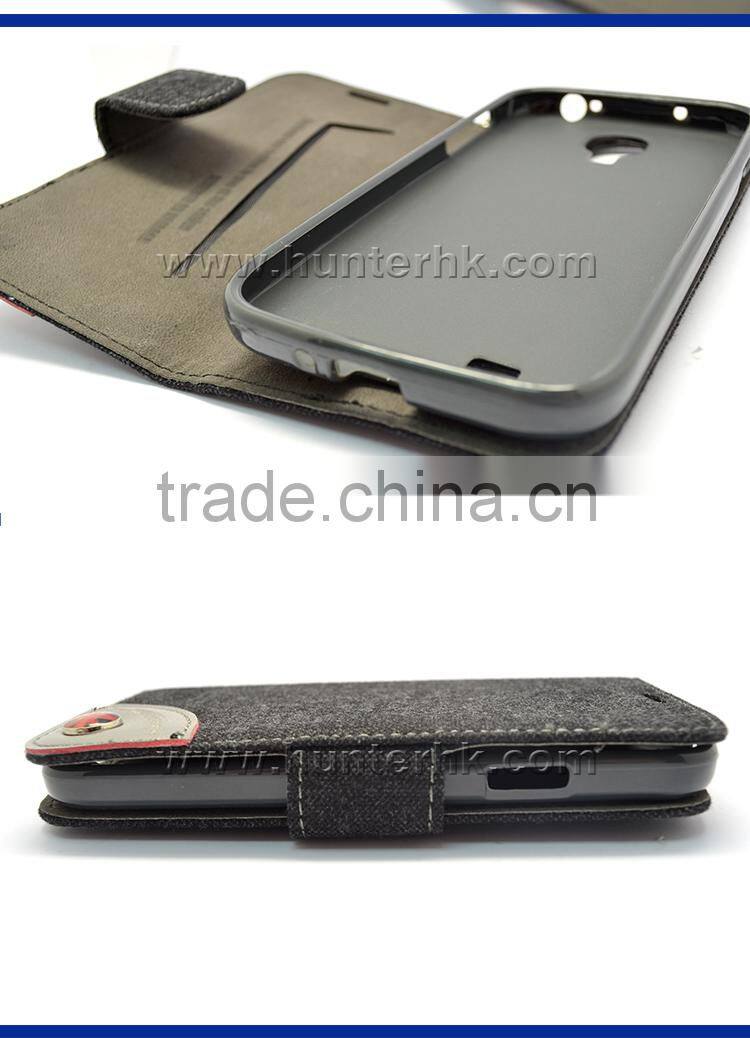 High Quality Demin Skin Wallet Case For Samsung S4