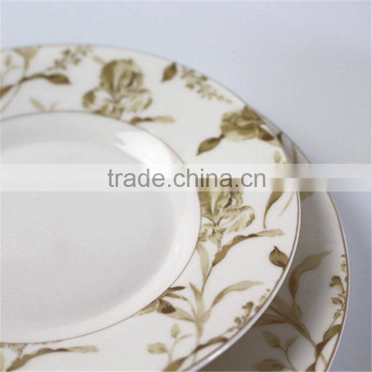 broadside round new bone china white glazed flower pattern decorated price competitive Hebei factory 20PCS dinnerware set