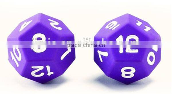 colored custom 12 sided dice with number embossed