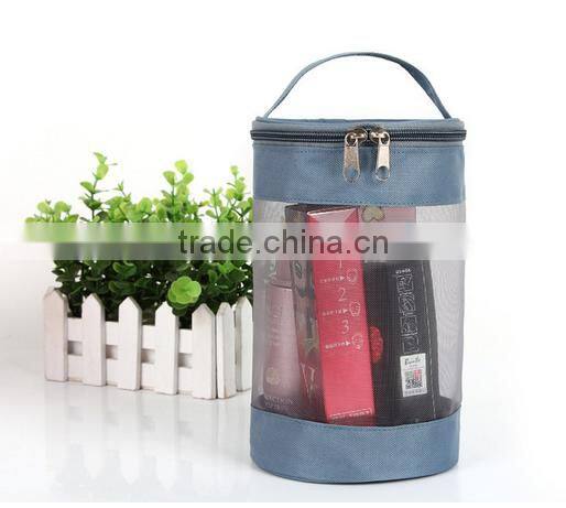 Hand cosmetic bag mesh drum shaped orangizer bag