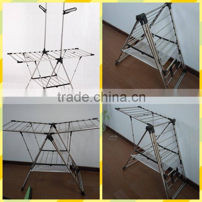 Folding Stainless Steel Balcony Baby Clothes Drying Hanger Rack