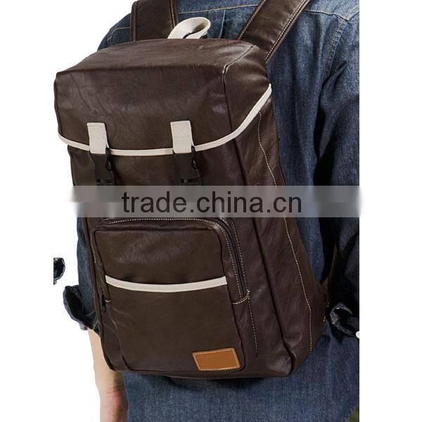 Vintage online wholesale shop clear black leather drawstring laptop backpack bag