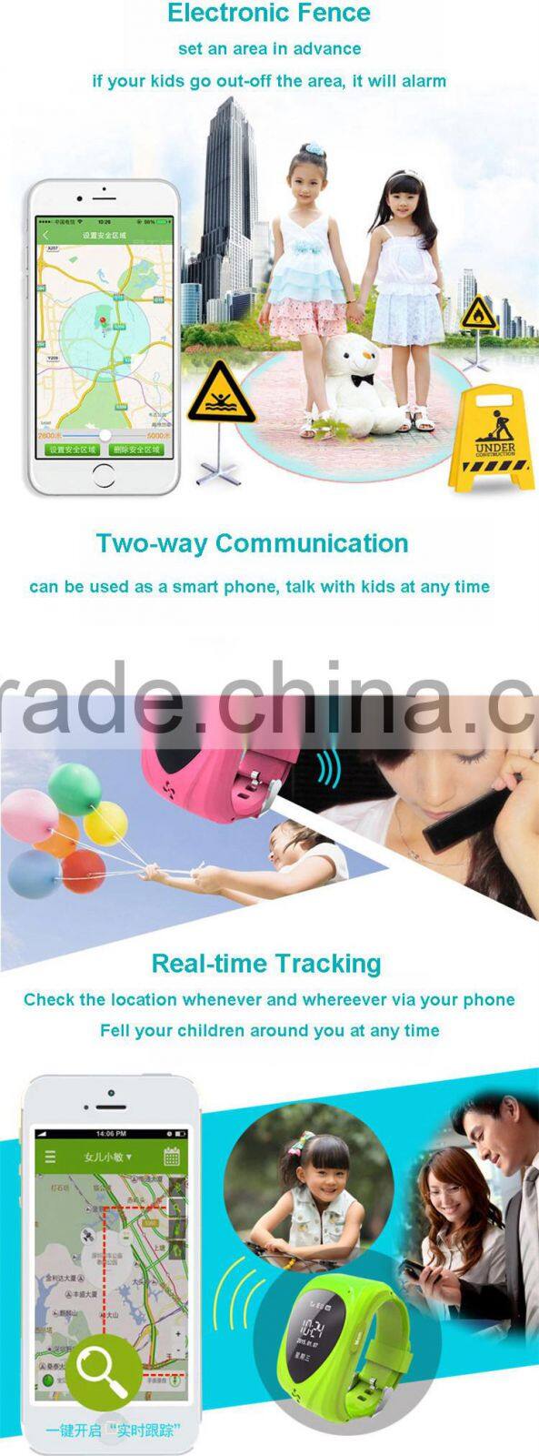 Wrist watch GPS tracking device for kids