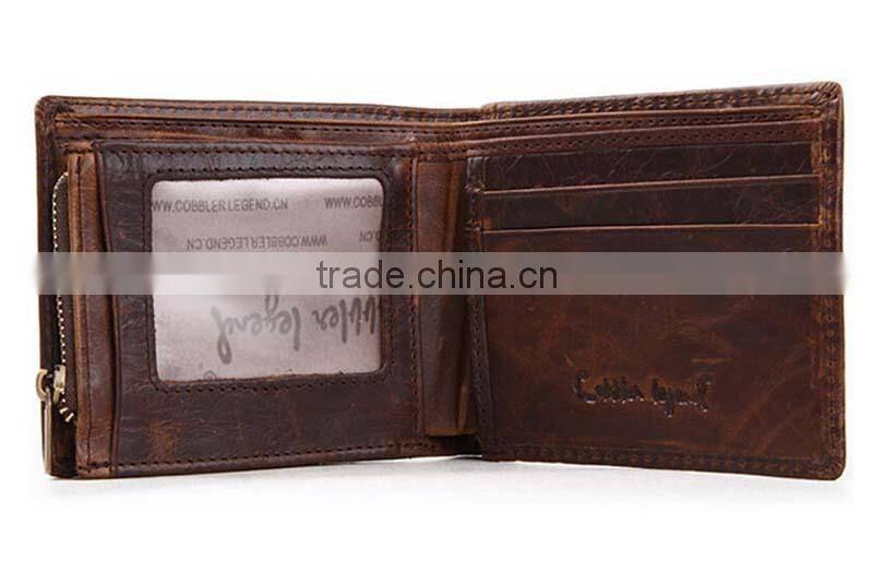 Top grade unique design handmade genuine leather men's rfid wallet