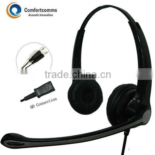 High quality binaural call center headset for PC with double 3.5mm plug HSM-902NPQDJ3.5D