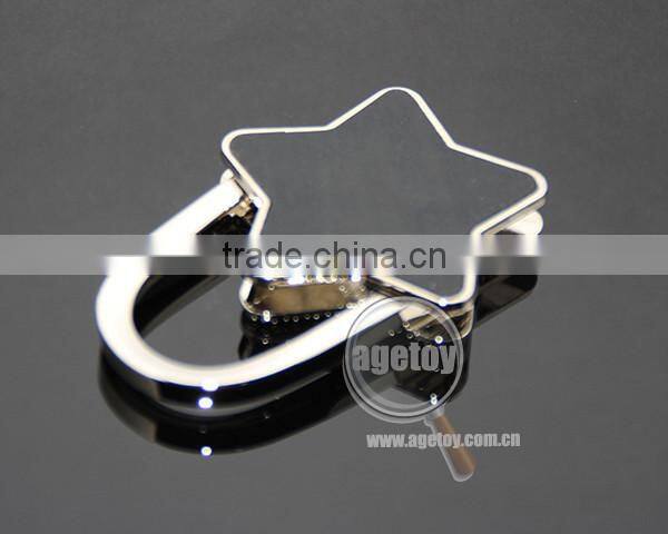 Wholesale Fashion Handbag Hook Enamel Purple Shimmering Powder Star Shaped Holder Foldable Metal Portable Bag Hanger