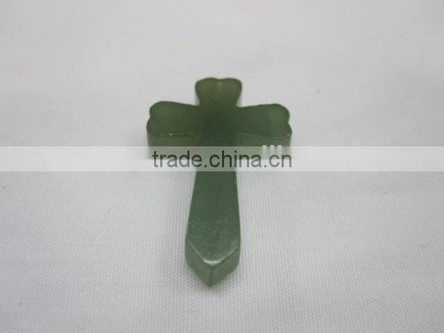 Cross pendant green aventurine pendant fittings gemstone jewellery
