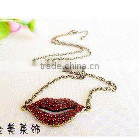rhinestone lip necklace