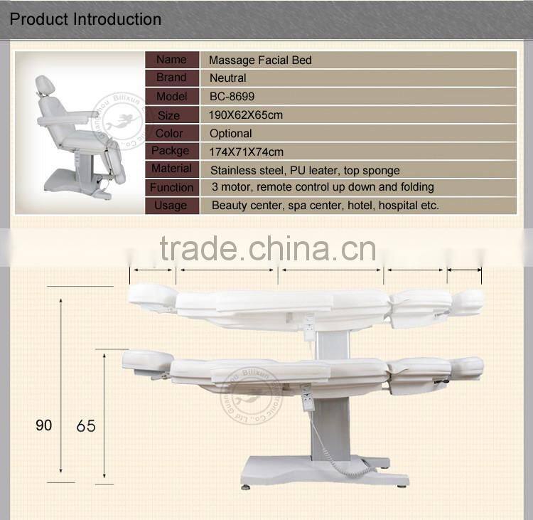 hotsale electric massage facial bed with 3 motors remote control BC-8699