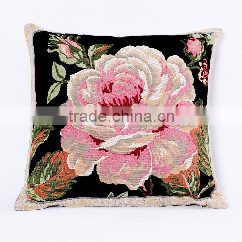 2016 hotesale 100% cotton wholesale printed style fancy flower cushion