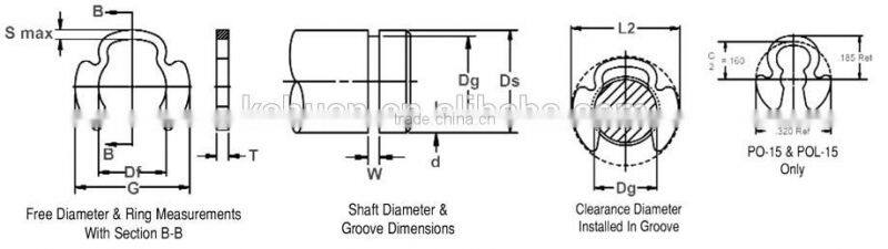 Carbon spring steel K type shaft circlip po/pol shaft ring