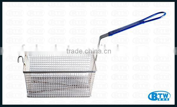 Regular Steel Wire Grill Basket with Single Front Hook and Plastic Coated Handle