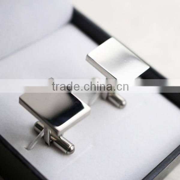 Men's business cufflinks silver rectangle cufflinks