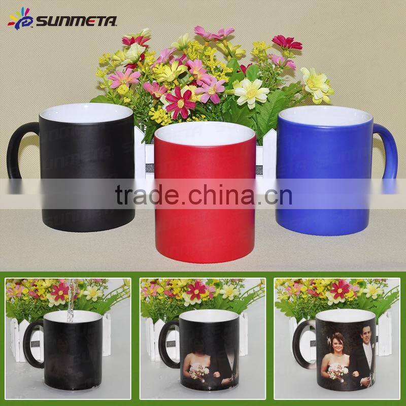 sublimation coated ceramic magic mug, Yiwu factory directly supply