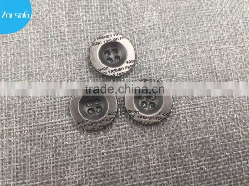 round clear 4 hole custom made metal button for garment