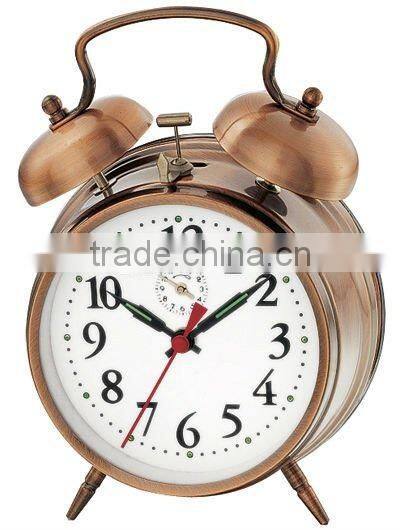 4.5 inch metal case mechanical alarm clock movement, desktop clock