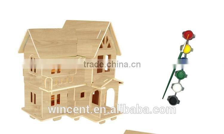 School Kids Toy Self-Assembly House 3D Wood Puzzle