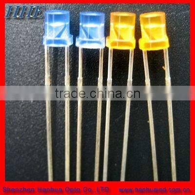 super bright 3mm flat top yellow through hole led diode