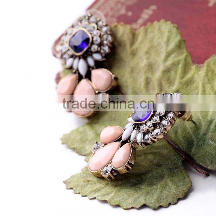 Blue crystal pendant earring wholesale Fashion waterdrop resin crystal drop earring