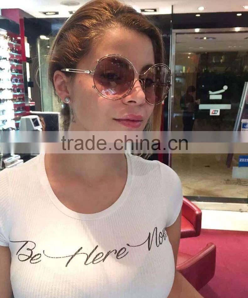 2016 Designer sunglasses Classic Metal Big Frame Round Shades Vintage Ladies Brand Sun glasses CC5011