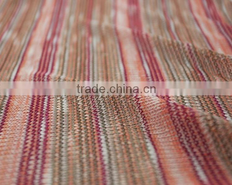 Jiufan Textile Cut & Sew Polyester Rayon Yarn Dyed Knit Fabric For Garment Sweater