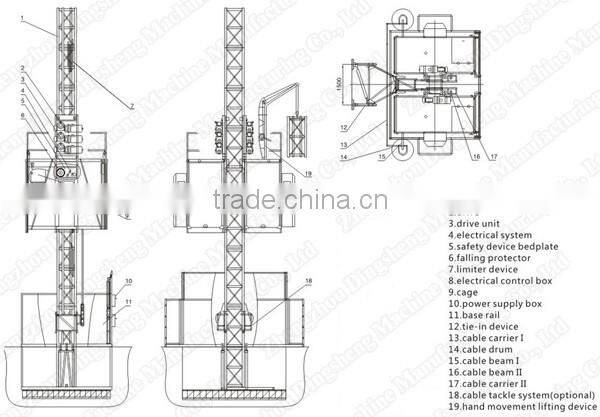 Single cage construction electric elevator