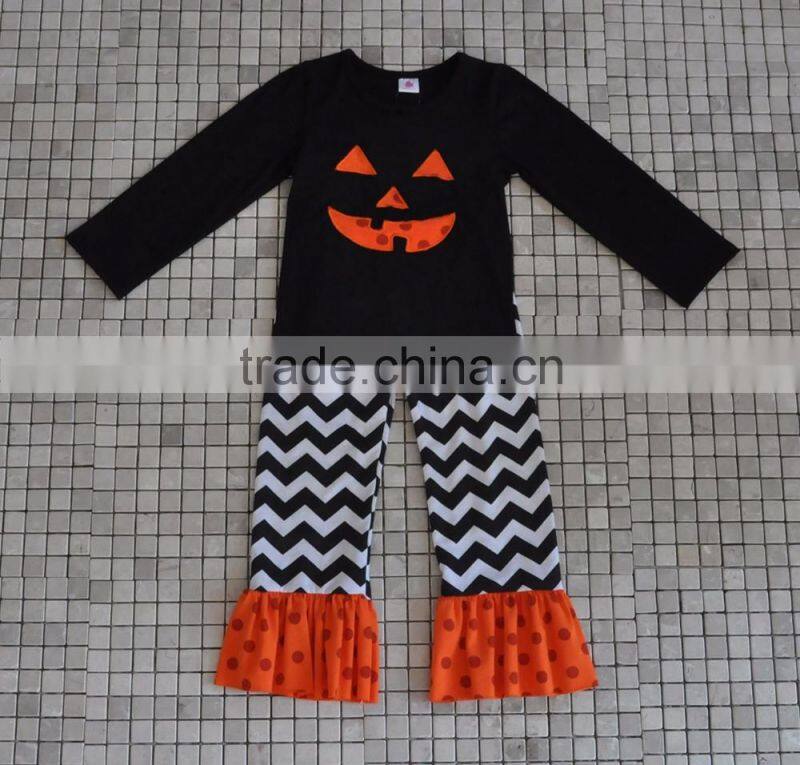 Handmade 100% cotton western girl cat embroidery long sleeve halloween boutique outfit