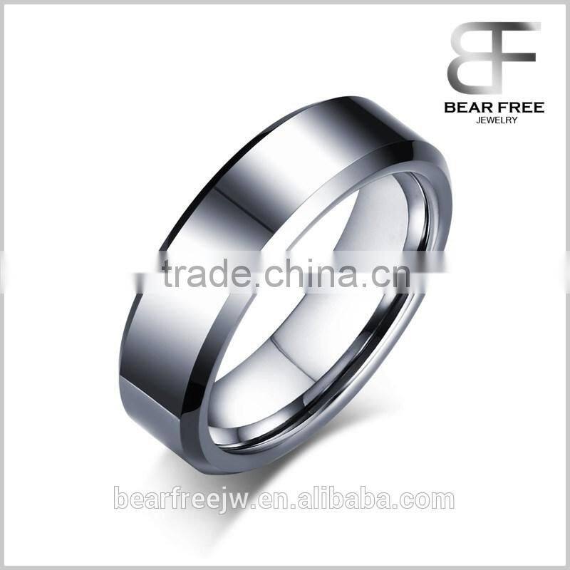 Unisex Beveled Edge Center Comfort Fit Tungsten Wedding Band Ring 6mm