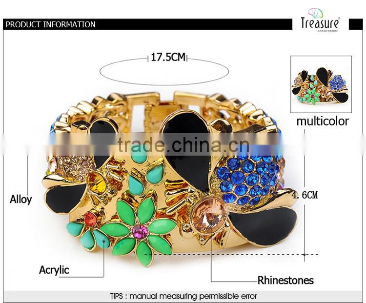 Dubai handmade gold rhinestone mosaic ethnic bracelet bangle on sale in 2016 new year
