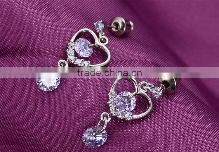 Fashion jewelry 2015 crystal earring fashion silver earring Wedding Bridal jewelry
