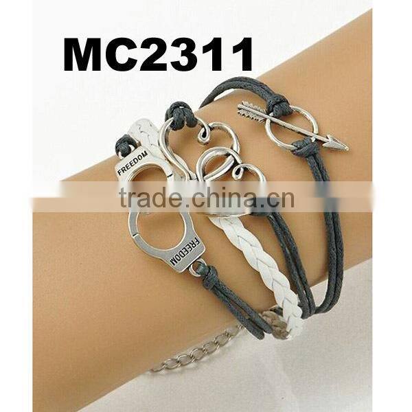 cheap personalised braided leather rope infinity one direction bracelets