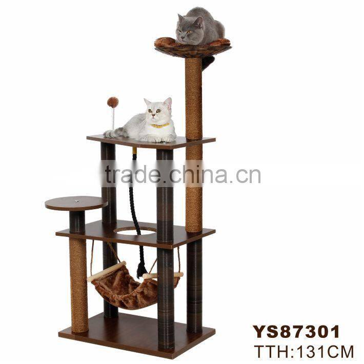High Quality Cherry Green Wooden Cat Tree